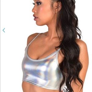 iHeartRaves x J. Valentine Silver Beam crop top